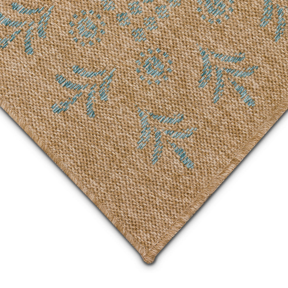 Sahara Block Print Border Indoor/Outdoor Rug Aruba 1'11"x7'6"