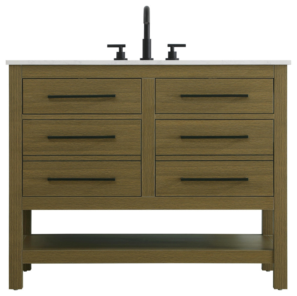 Home Living 42" Single Bathroom Vanity, Chestnut Brown