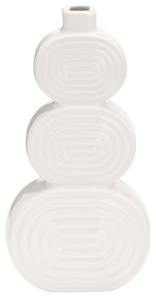 Ceramic 12" Stacked Circles Vase, White
