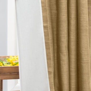 Hudson Rod Pocket Pair Curtains with Tiebacks, Flax, 100" X 63"