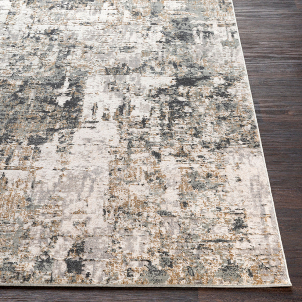 Surya Quatro QUA-2300 5'3"x7'3" Rug, Gray/Silver Gray/White/Beige/Tan
