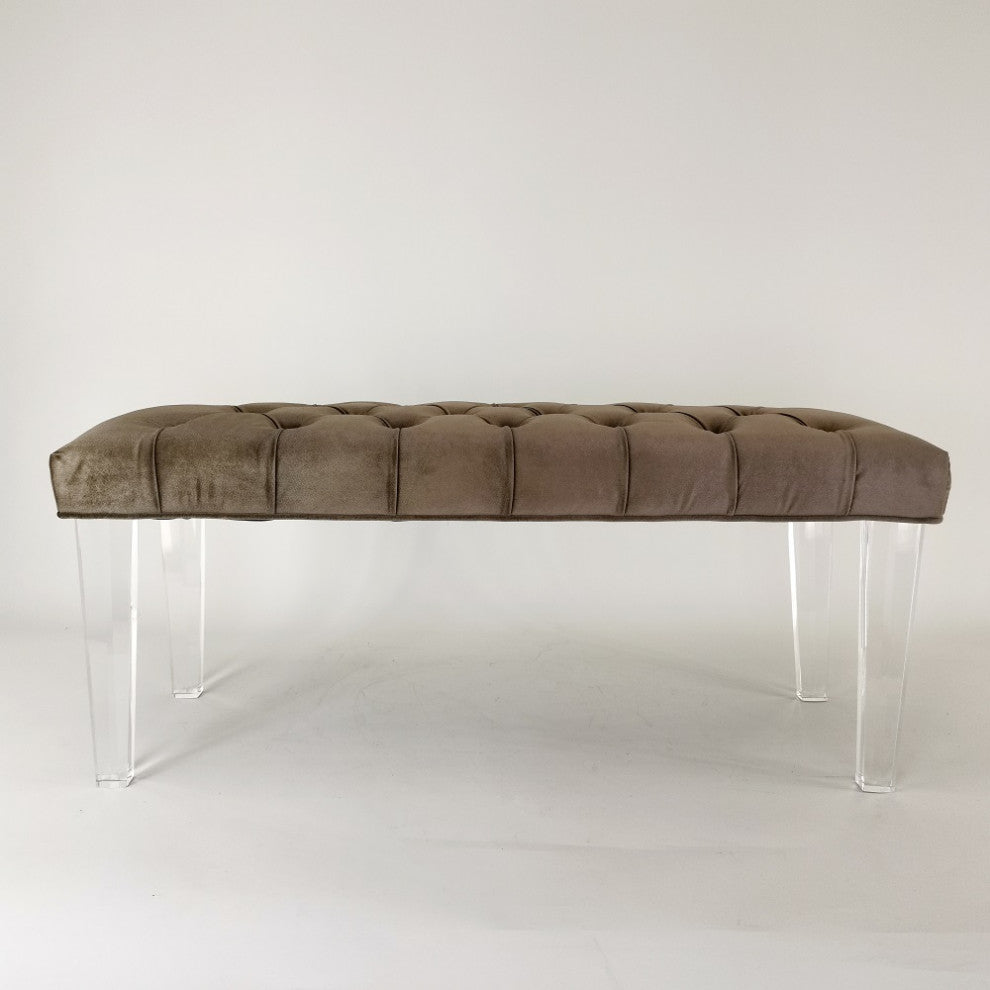 Ocean Faux Suede Bench, Brown