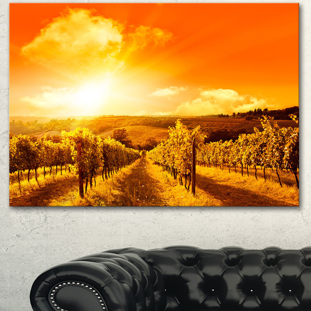 Scenic Sunset Road in Italy, Large Landscape Canvas Art, 60"x28"