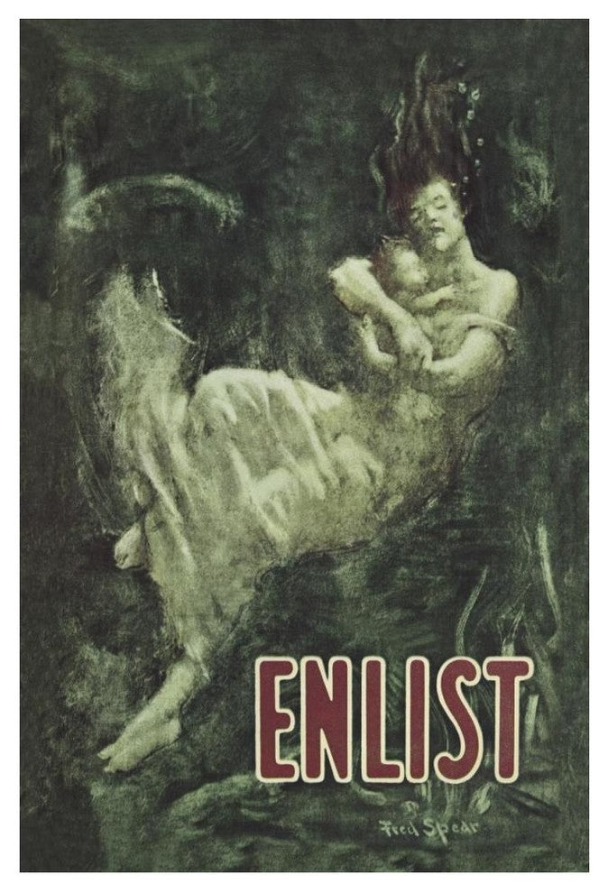 "WWI: Enlist (Sinking Lusitania Victim)" Paper Print by Fred Spear, 34"x50"