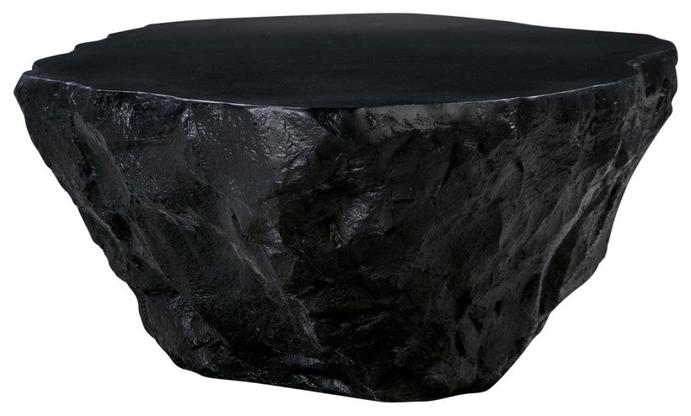 Rock Coffee Table, Modern Concrete Cocktail Table 56", Black