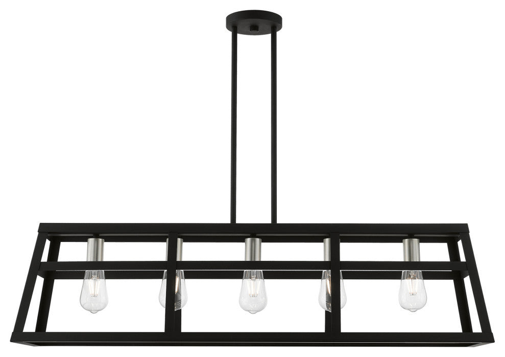 Schofield 5 Light Black With Brushed Nickel Accents Linear Chandelier