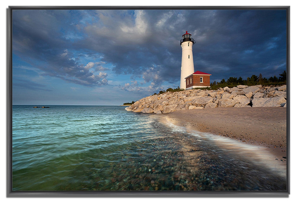 38" Beach With White Light House 6 Giclee Wrap Canvas Wall Art
