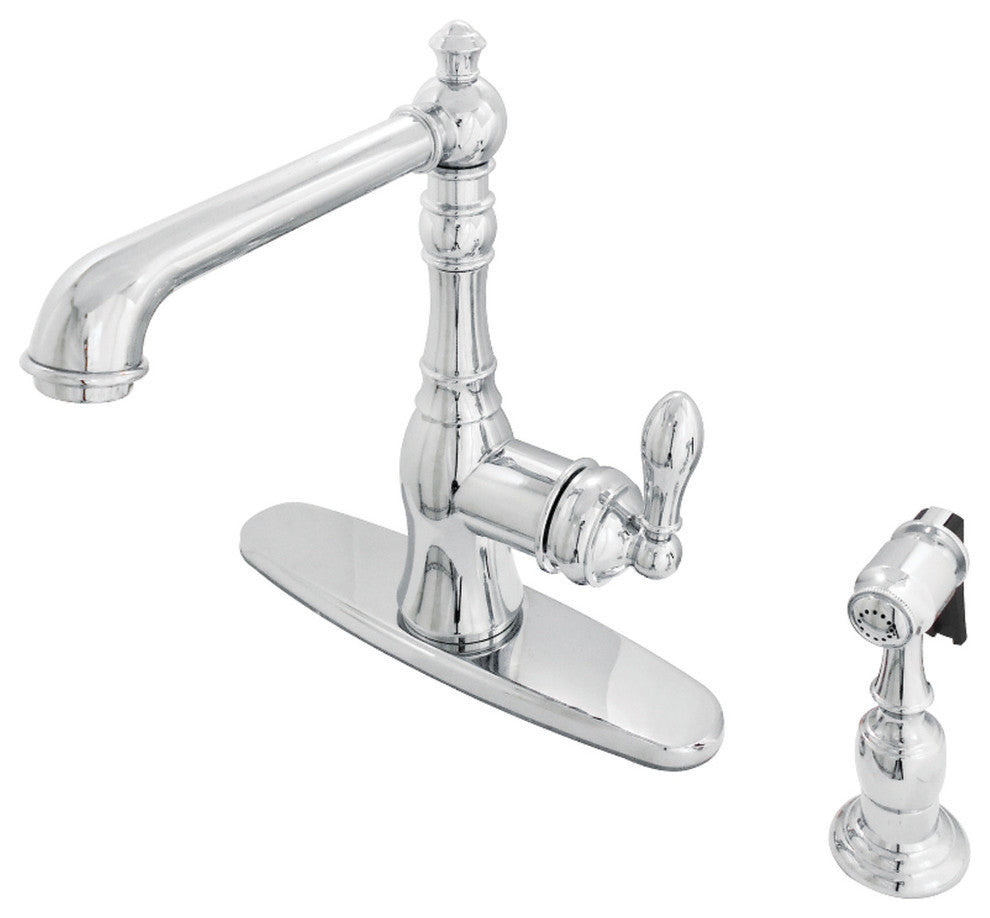 Gourmetier Single-Handle Kitchen Faucet, Side Sprayer, Polished Chrome