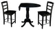 42" Round Pedestal Gathering Height Table with 2 Counter Height Stools, Black