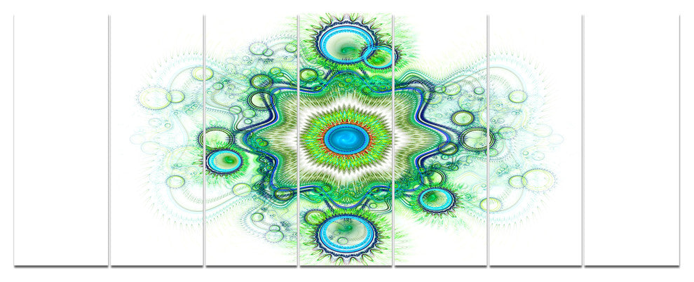 Cabalistic Star Fractal Flower, Abstract Canvas Art Print, 83"x32", 7 Panels