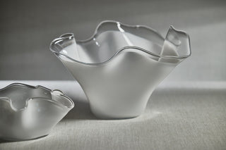 Vellerti 9.25 Tall Wave Glass Bowl, White