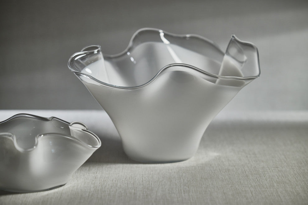 Vellerti 9.25 Tall Wave Glass Bowl, White