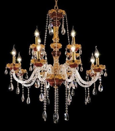 Elegant Alexandria Foyer Hall Light, Gold Finish With Royal Cut Crystal