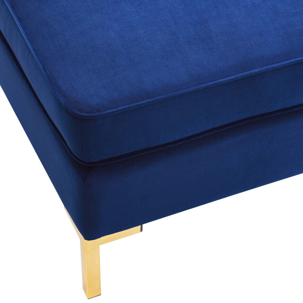 Accent Chair Ottoman, Velvet, Blue Navy, Modern, Living Lounge Hotel Hospitality