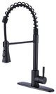 Single Handle Deck Mounted Spring Neck Pull Down Kitchen Faucet with Sprayer, Ma