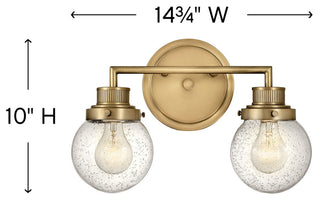 Hinkley Poppy Two Light Vanity, Heritage Brass