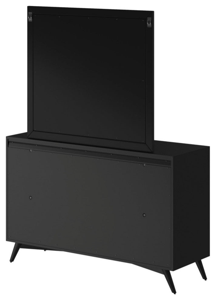 Flynn Mid Century Modern Mirror, Black