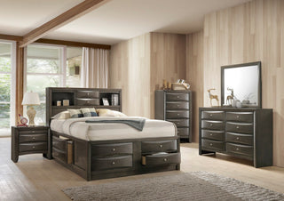 Wooden Chest with 5 Drawers, Gray Oak
