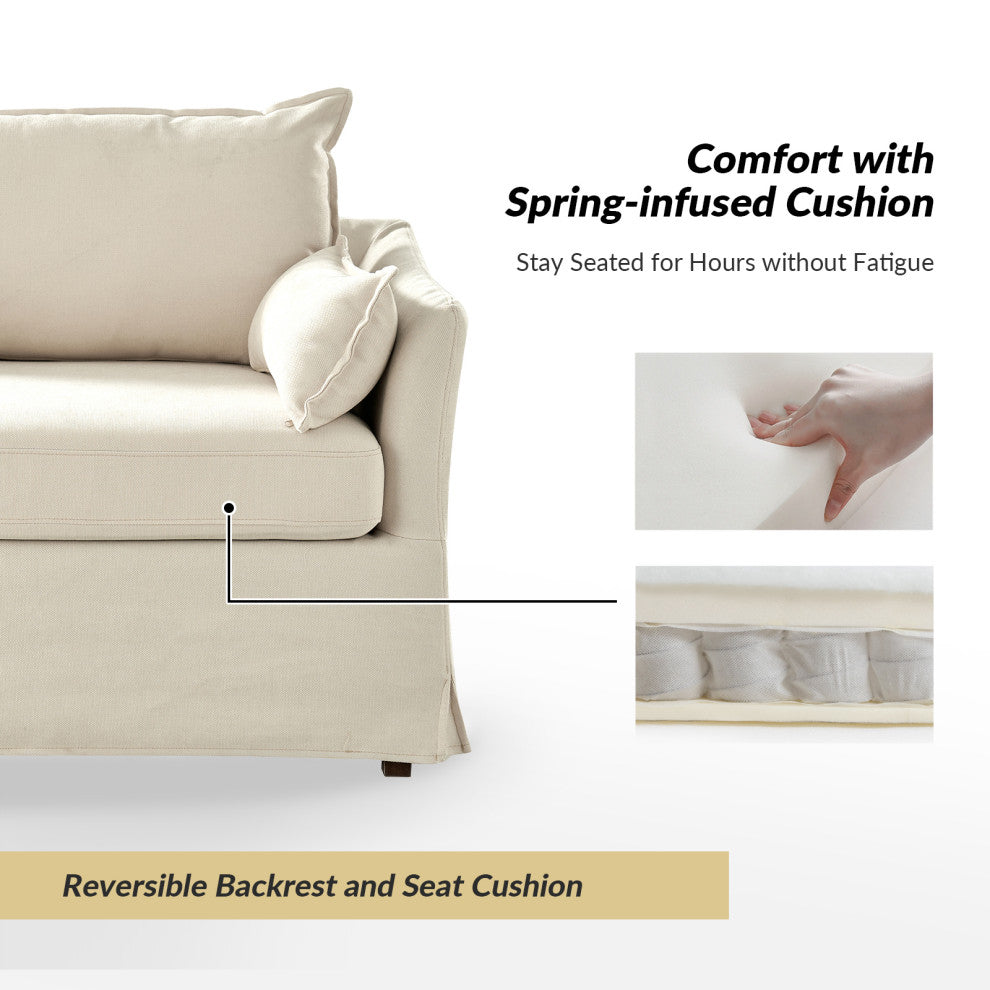 Slipcovered Armchair With Ottoman, Ivy