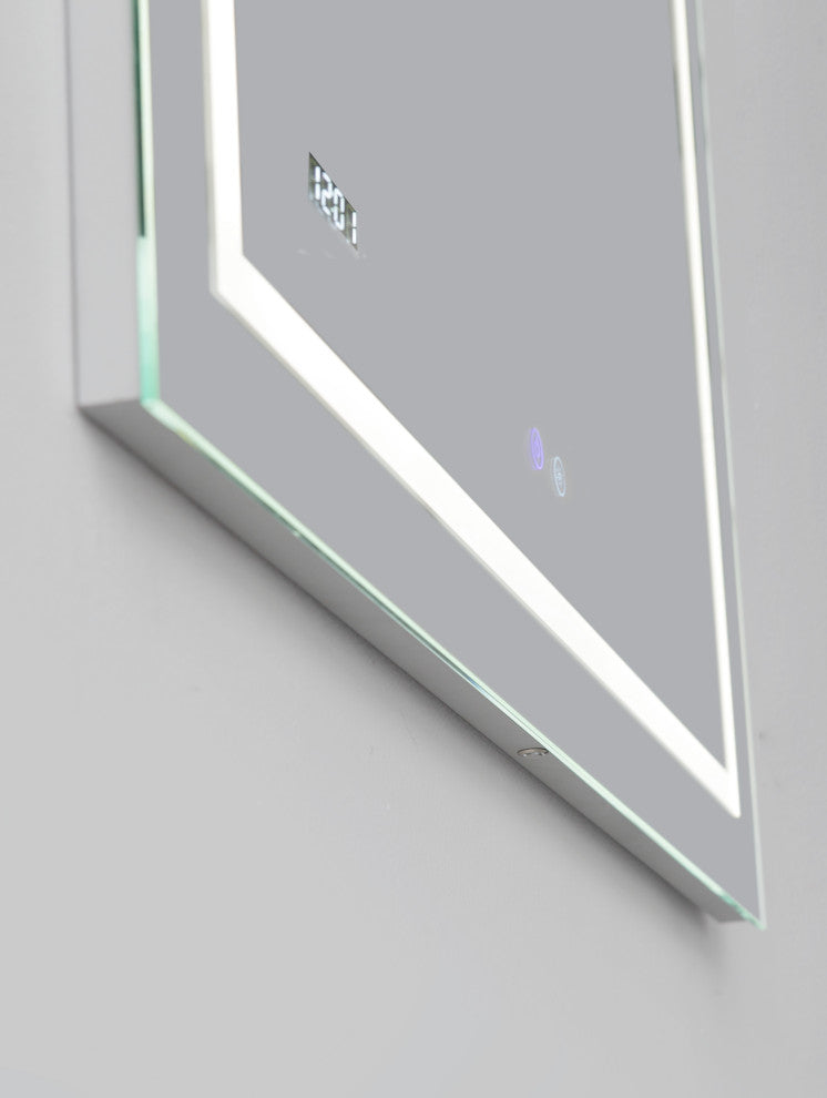 AQUADOM Daytona LED Wall-Mount Mirror Defogger Digital Clock 30"x36"x1"