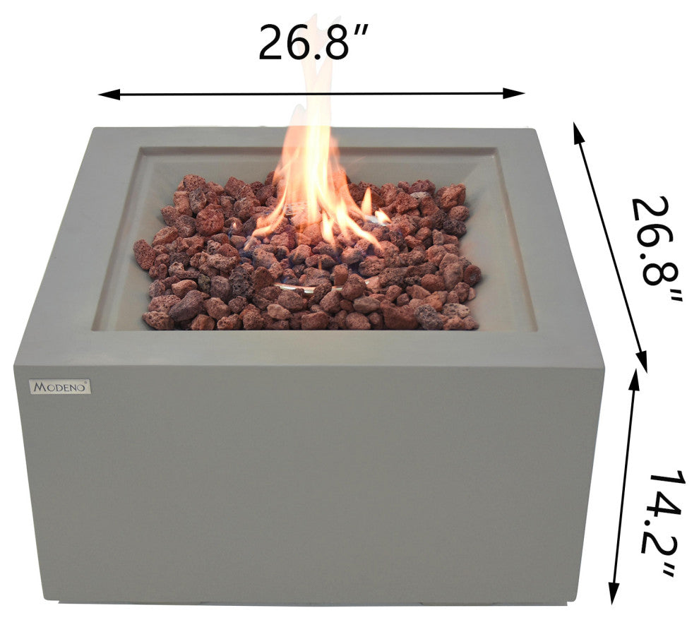 Ridgefield Square Gray Concrete 27" Natural Gas Fire Pit by Modeno