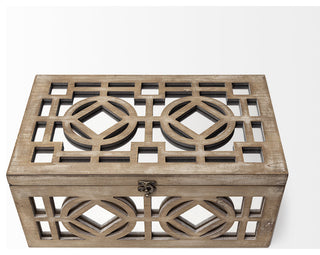 Set of Two Brown Mirrored Wooden Boxes