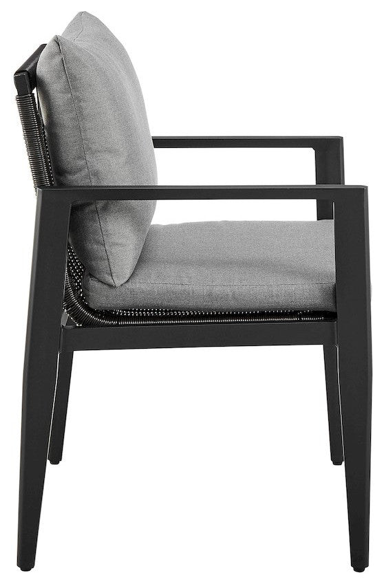 Cayman Outdoor Patio 7-Piece Dining Table Set in Aluminum with Gray Cushions