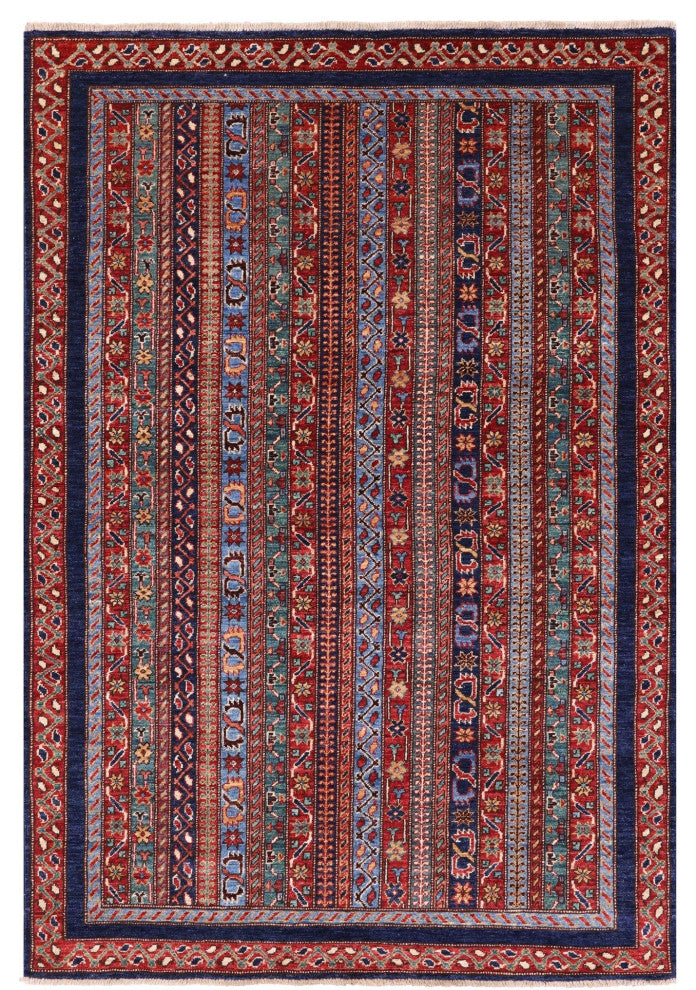 Handmade Persian Gabbeh Shall Wool Rug 4' 2" X 5' 11" Q11156