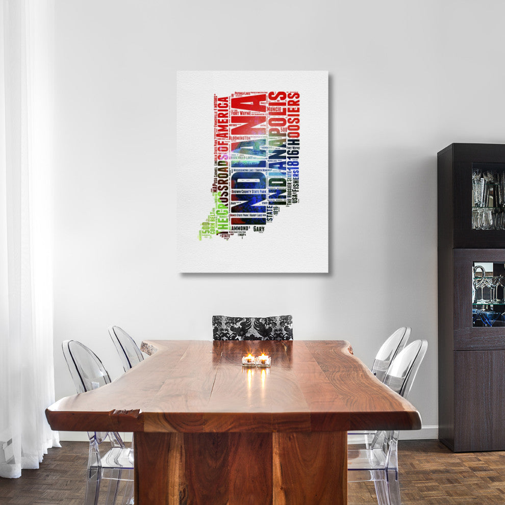 "Indiana Watercolor Word Cloud" Fine Art Print