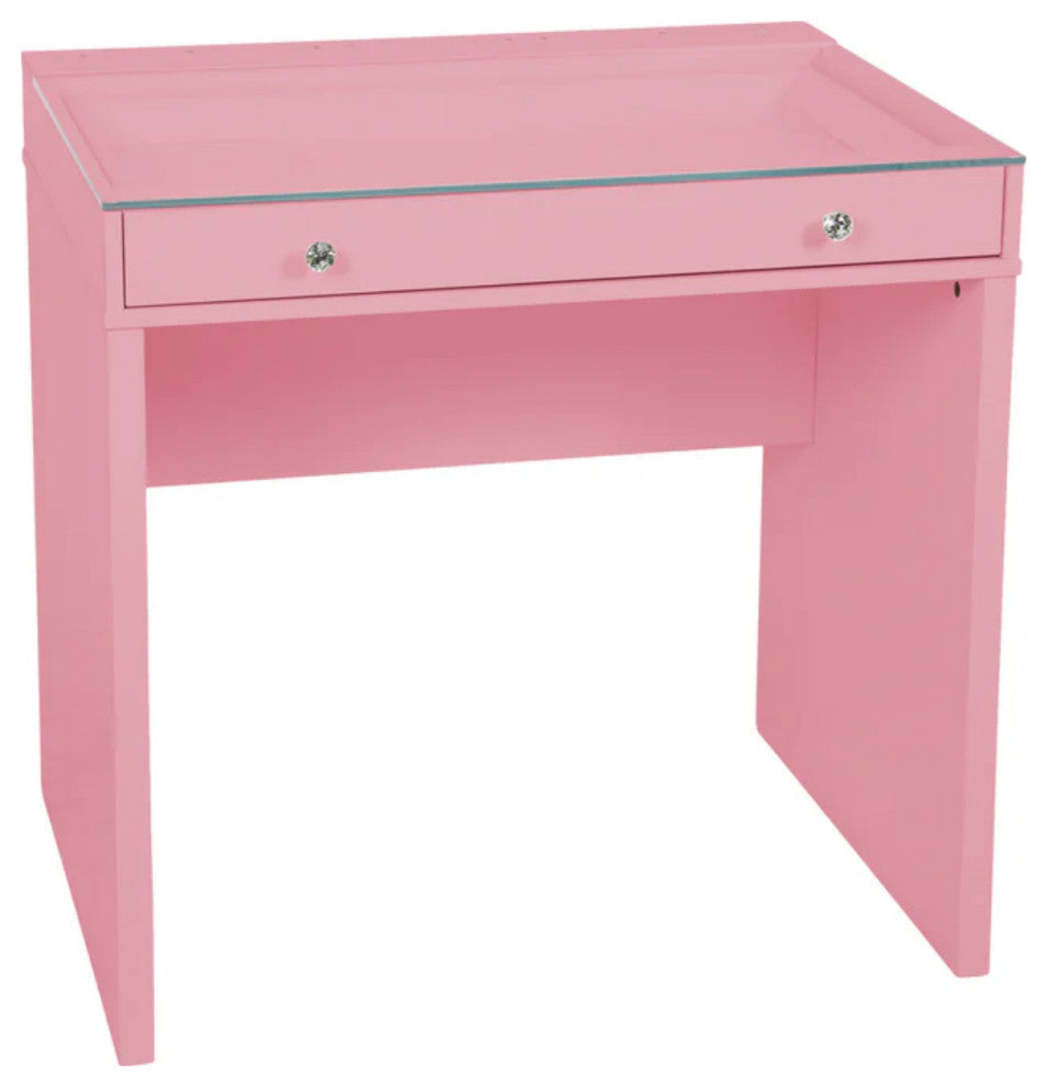 SlayStation Mini Vanity Table with 2 Diamond-Style Knobs, Pink