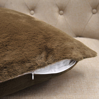 Solid Faux Fur Pillow Shell 2 Piece Set, Otter
