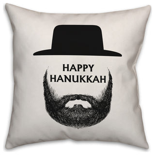 Happy Hanukkah Beard 16"x16" Throw Pillow Cover