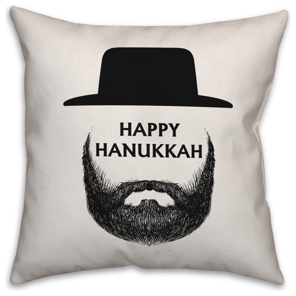Happy Hanukkah Beard 16"x16" Throw Pillow Cover