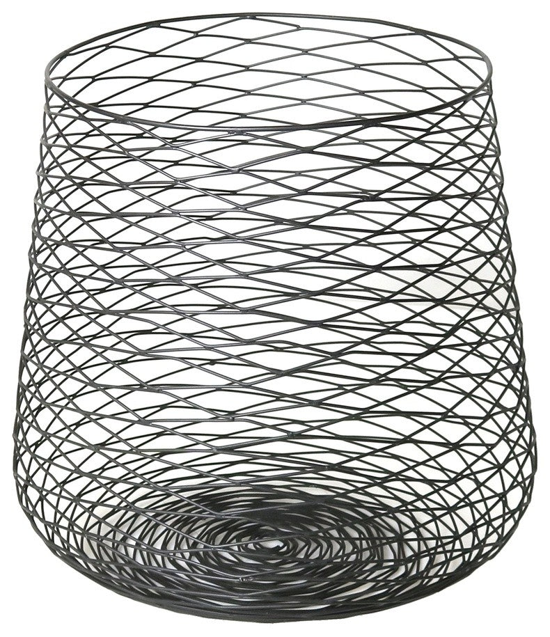 Retro Industrial Black Metal Wire Basket Set 2 | Storage Container Steel Mesh