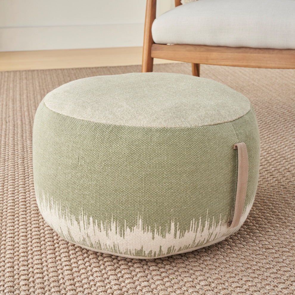 Mina Victory AS263 Pouf, Sage, 20" x 20" x 12"
