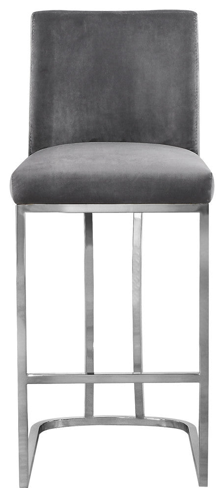 Heidi Upholstered Counter Stool, Gray, Chrome, Velvet