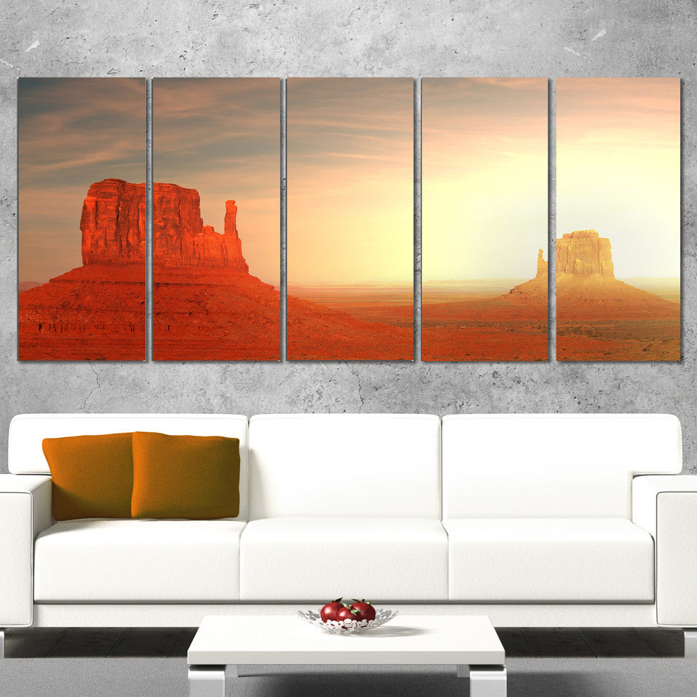 Monument Valley Utah Usa, Landscape Canvas Art Print, 60"x28", 5 Panels