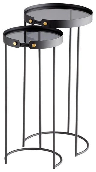 Tall Bow Tie Tables, Graphite, Iron, Glass, 12"W (11226 MGU3D)