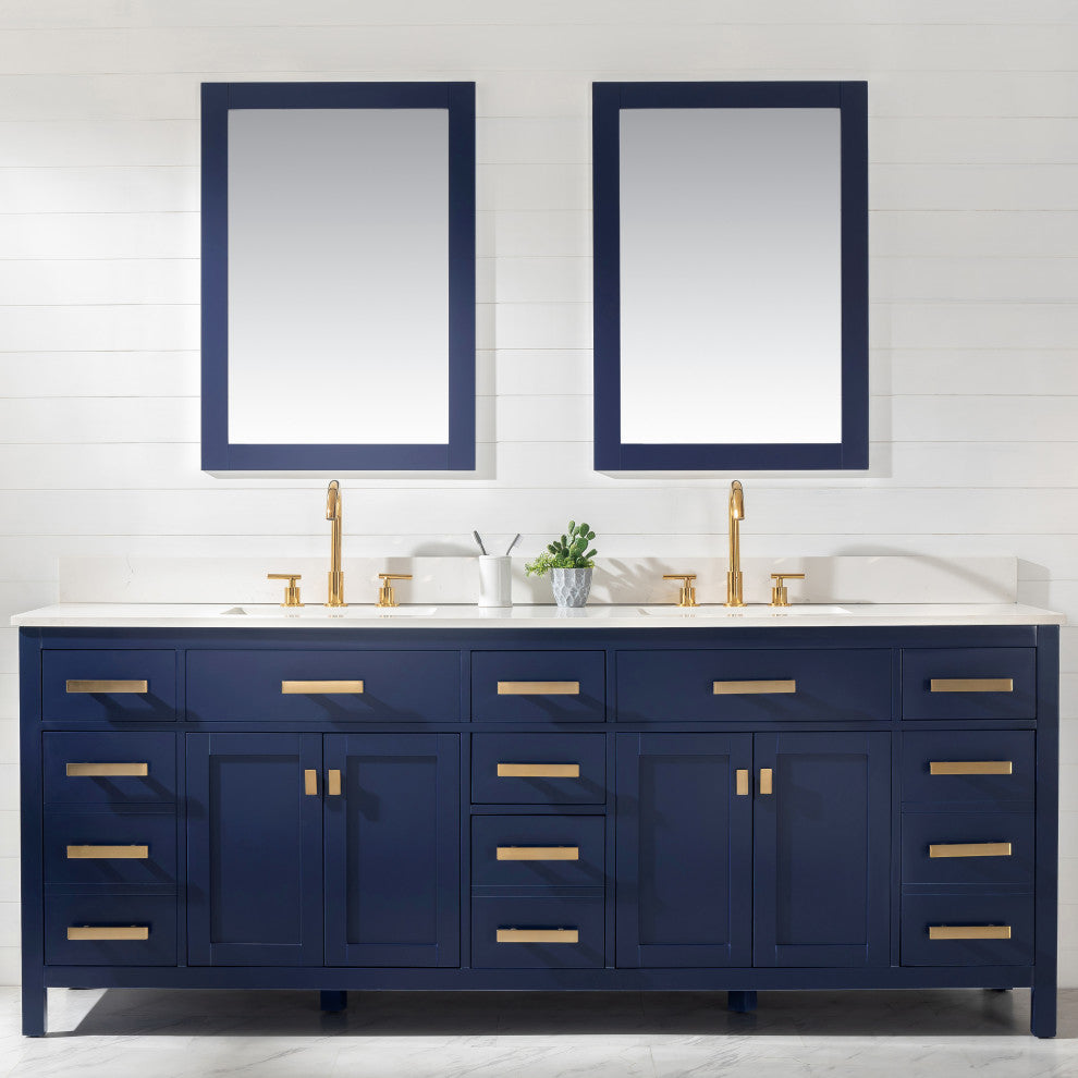 Design Element Valentino 84" Blue Double Rectangular Sink Vanity