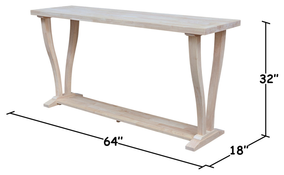 LaCasa Solid Wood Sofa Table, Unfinished