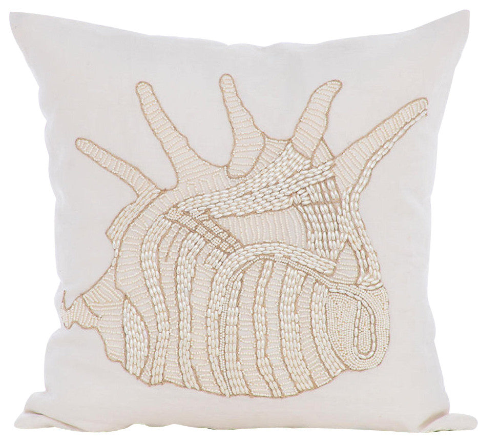 White Decorative Throw Pillow Shams 24"x24" Cotton Pillowcase - Royal Sea Shell