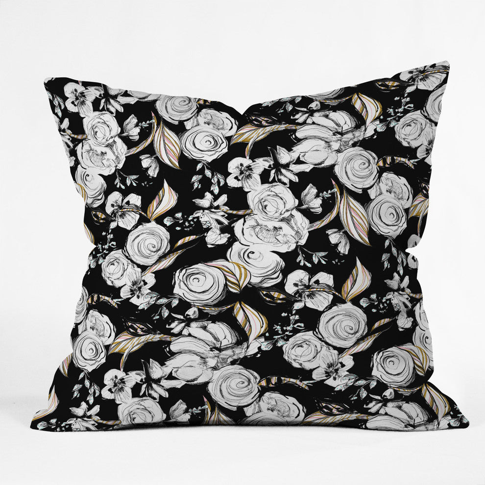 Pattern State Floral Sketch Midnight Throw Pillow