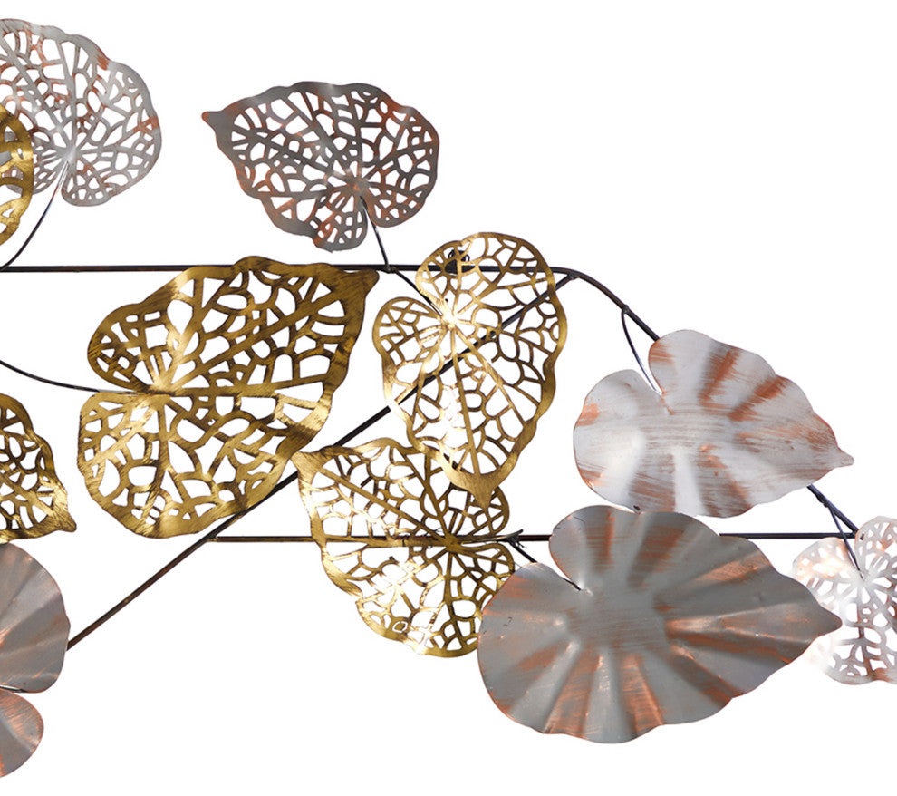 Nearly Natural 7071 5.5x2 Scattered Metal Leaves Wall Art Decor