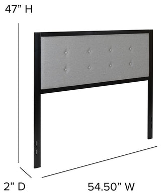Bristol Metal Tufted Upholstered Full Size Headboard in Light Gray Fabric