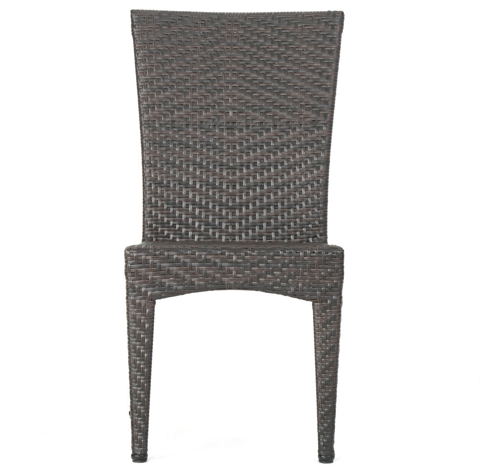 GDF Studio 9-Piece Moorhouse Outdoor Multi-Brown Wicker Dining Set
