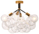 Contemporary Clear Glass Bubble Semi Flush Mount, Black, 4 Lights