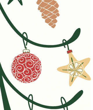 Pinecone Tree Decorative Holiday Geometric Print Hand Towel, Off White