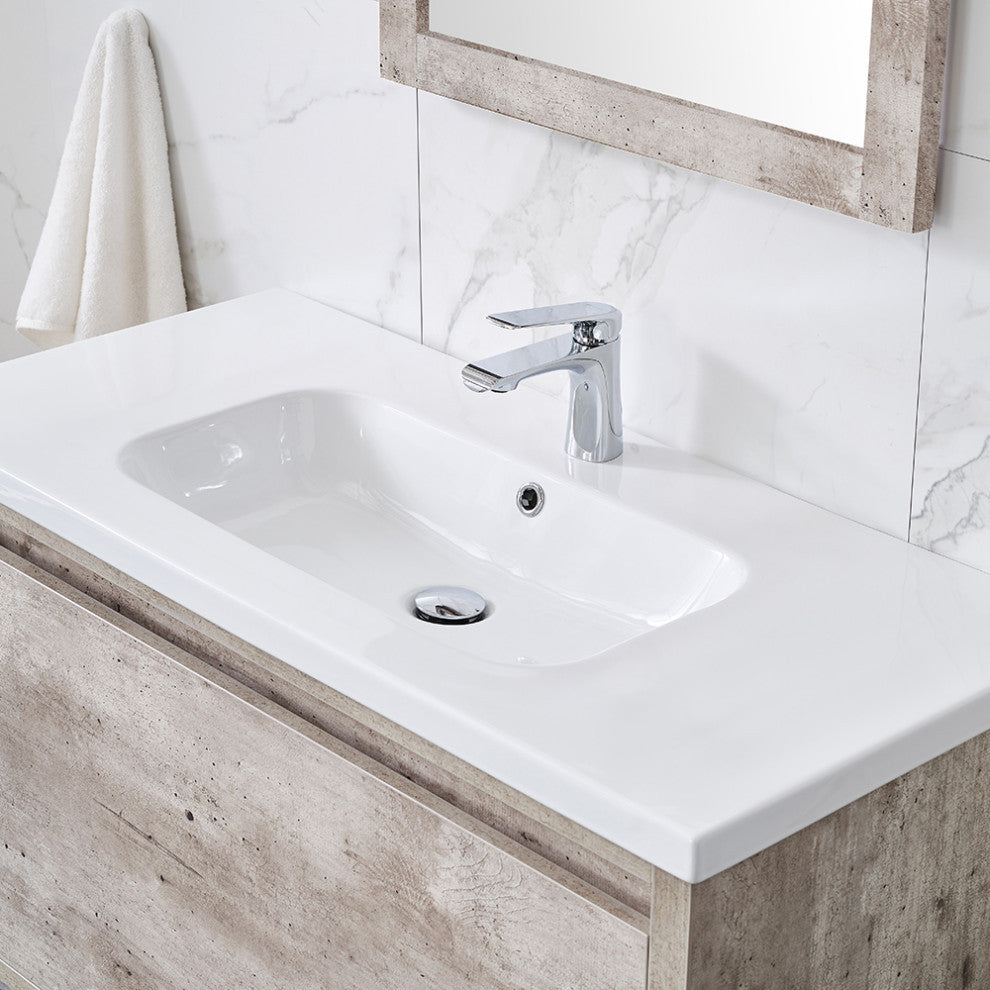 OVE Decors Aeryn 40" Burnt Oak Vanity With White Ceramic Top