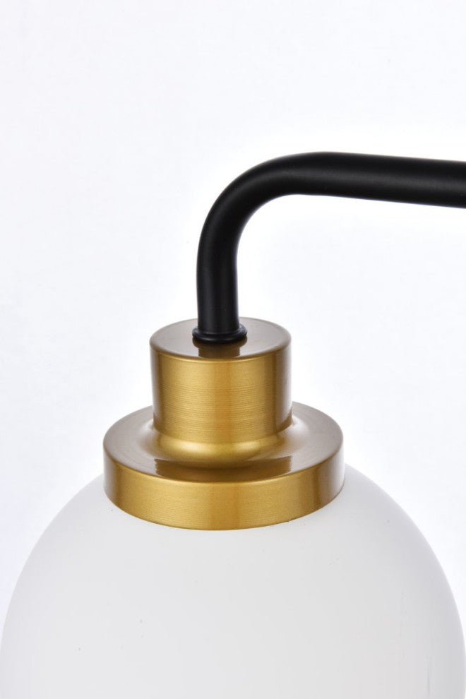 Helen 4-Light Bath Sconce, Black With Brass With Frosted Shade