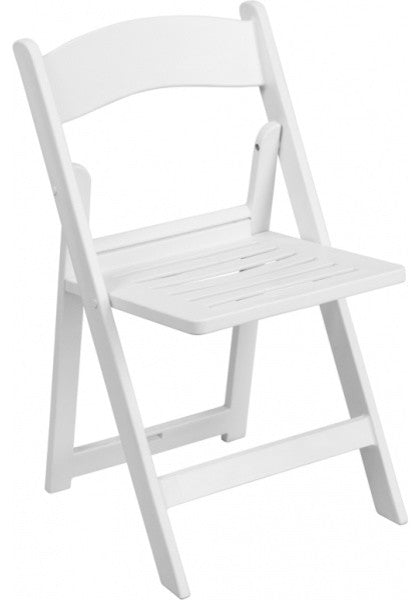 Hercules Series 1000 lb. Capacity White Resin Folding Chair With Slatted Seat